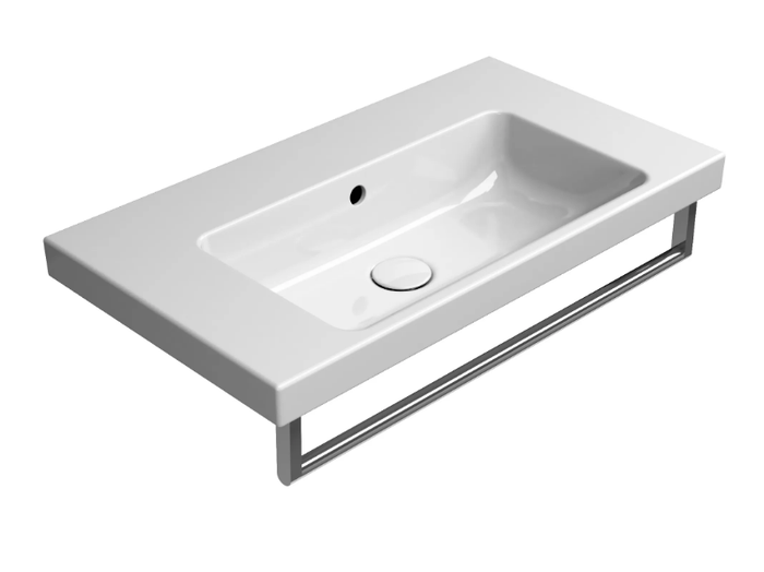 NORM 70X40 - Rectangular single ceramic washbasin with towel rail _ GSI ceramica